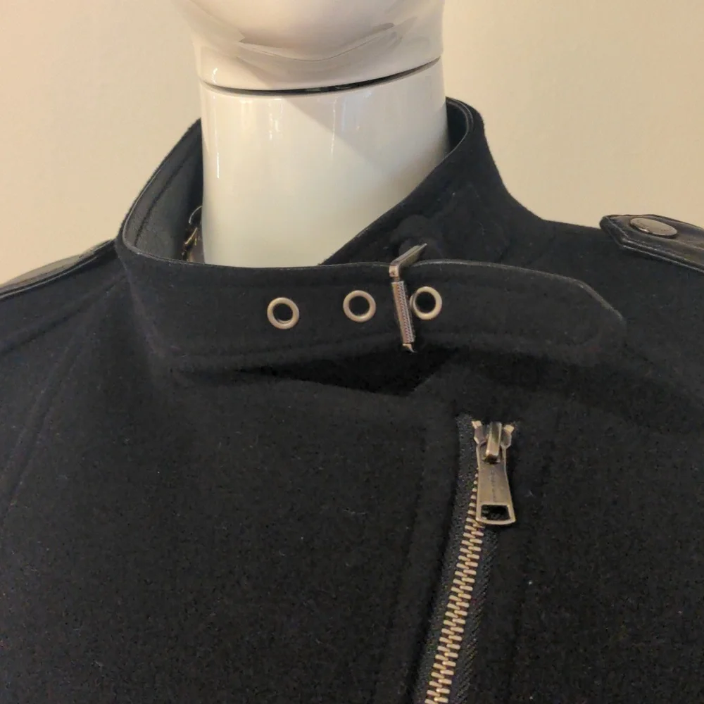Andrew Marc Black Virgin Wool Cashmere Blend Leather Effect 10 - Picture 12 of 13